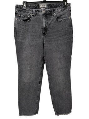 Free People We The Free Skinny Curvy Jeans Size 34 Dark Wash Raw Hem